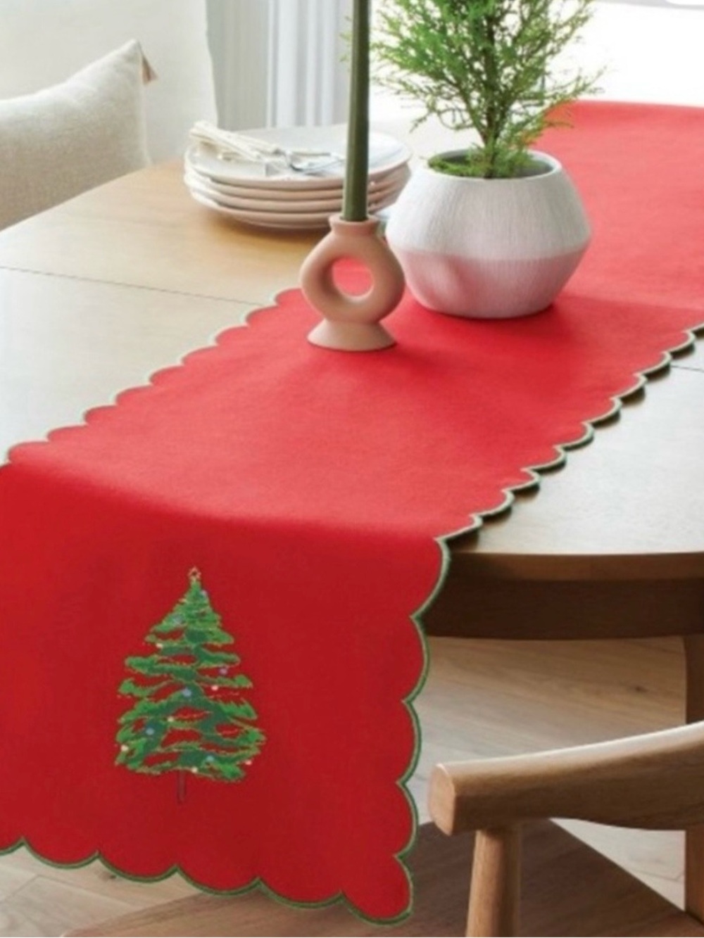 THRESHOLD 72"x14" Reversible Red Striped Christmas Table Runner Machine Washable